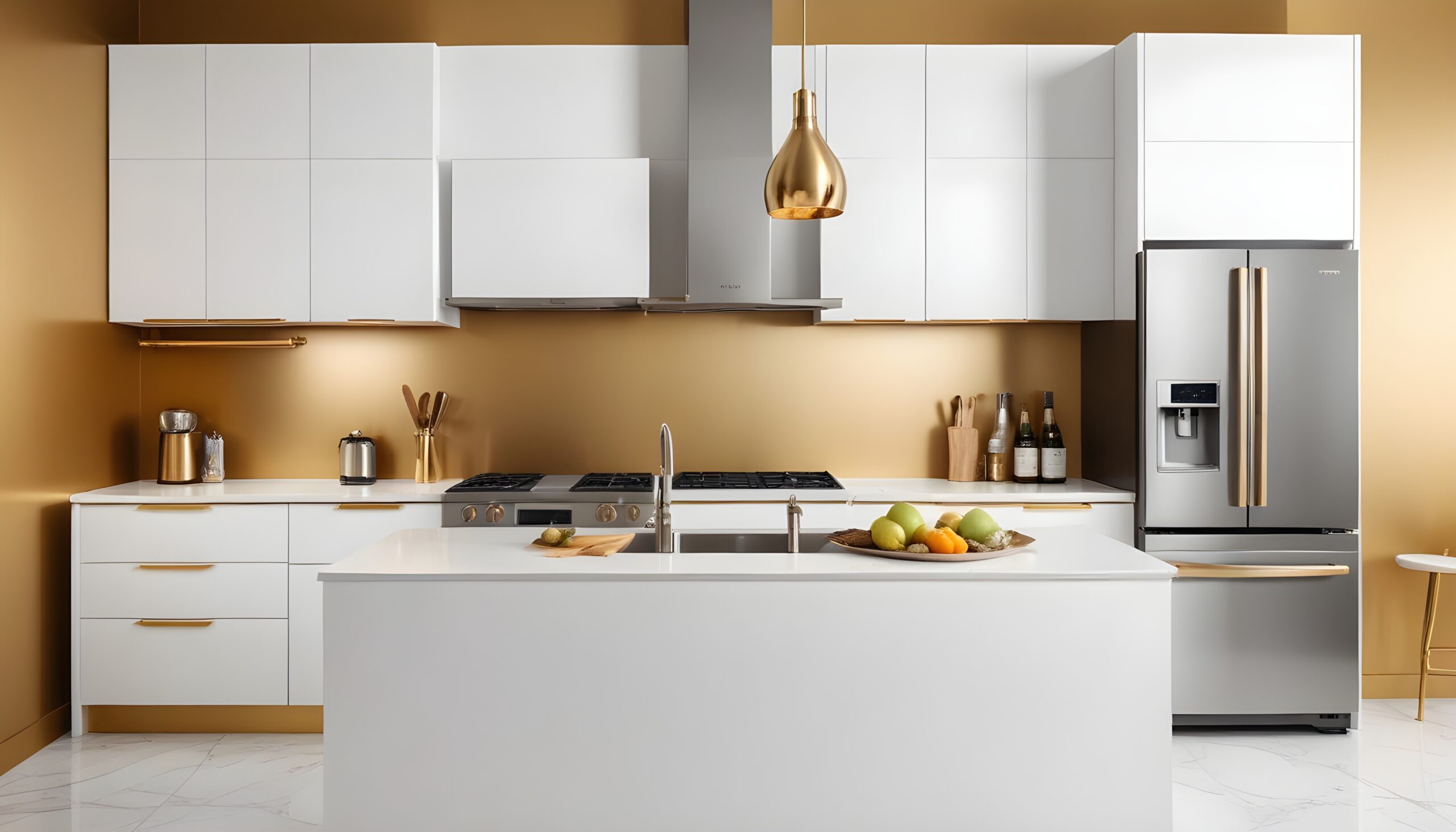 White and gold theme interior modern minimalism photo realism