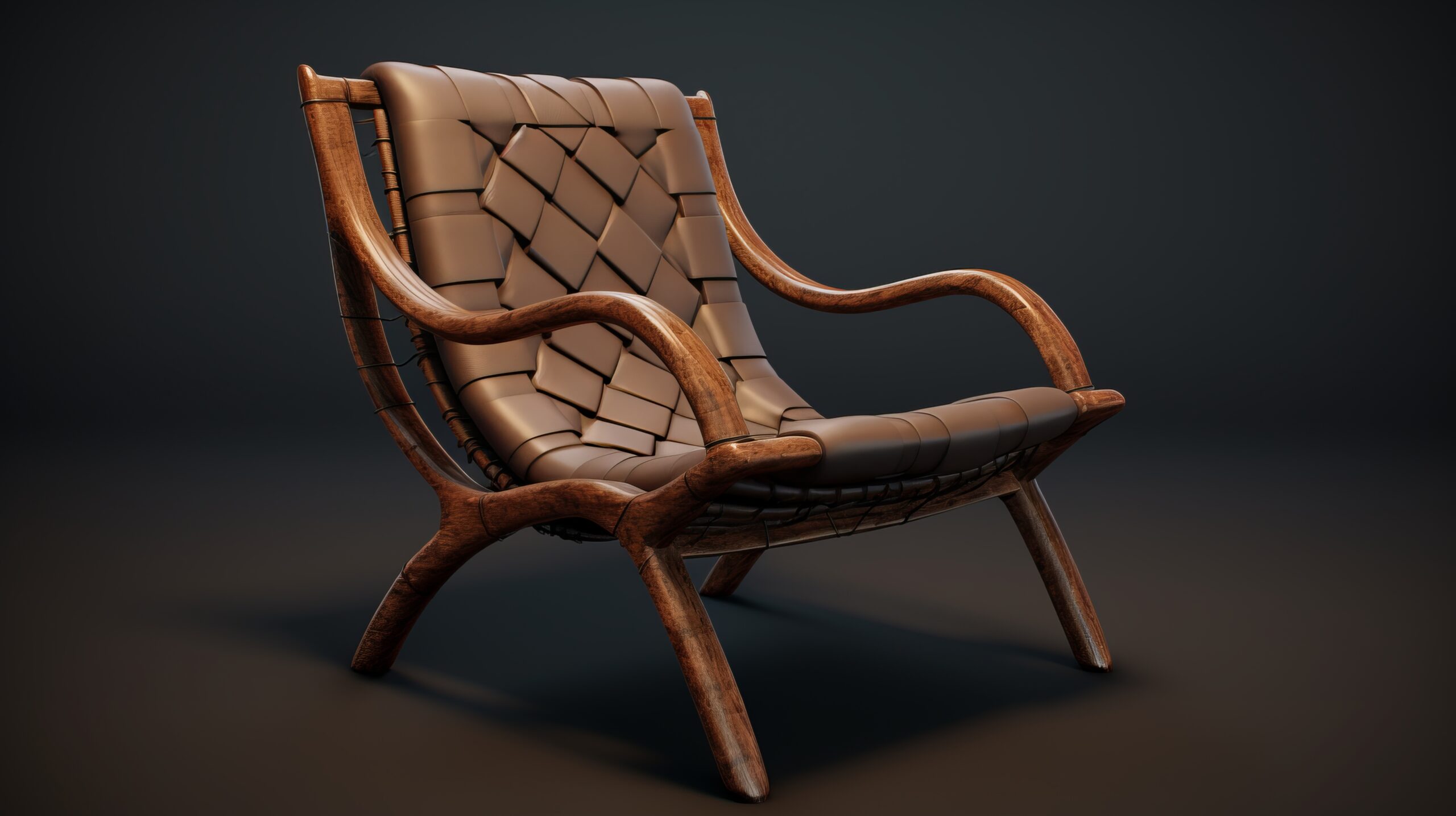a gaming chair with weaving leather elements, designed to have a clean and elegant look. created using octane render, the chair appears hyperrealistic with intricate textures. isolated on a white background, the high-detail chair boasts a resolution of 16k, ensuring a visually stunning experience. ai generated